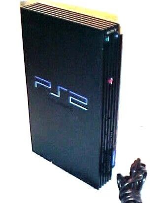 FAT BLACK SONY PLAYSTATION 2 PS2 CONSOLE & POWER CORD