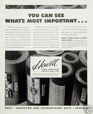 1939 Hewitt Rubber Corporation Hose Conveyor Transmission Belt Packing 