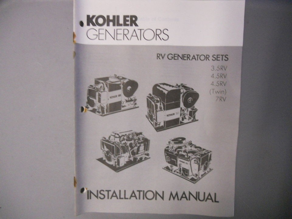 Kohler Generators Installation Manual 3.5 RV 4.5 RV 7 RV