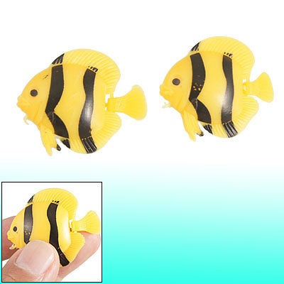 Black Yellow Plastic Aquarium Floating Artificial Fish