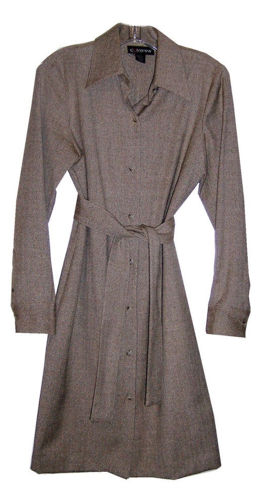 Very Nice Brown Wool/Silk Shirt Dress by Ellen Tracy / size 2