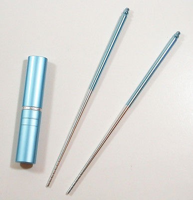   Blue Portable Pocket Size Aluminum Chopsticks High Quality Alloy NEW
