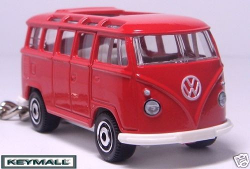 KEYCHAIN RED VW SAMBA TRANSPORTER 21 WINDOWS BUS KOMBI VAN LLAVERO NEW 