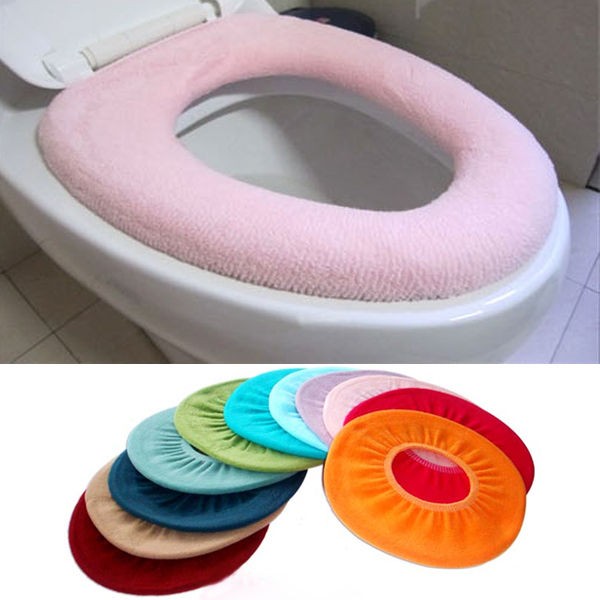   Colorful Comfort Bathroom Warmer Toilet Washable Cloth Seat Cover Pads