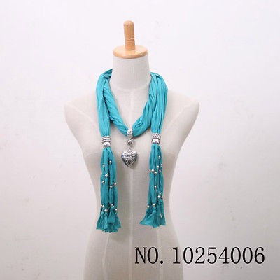 1pcs love heart pendant scarves with jewelry beads Tassels turquoise 