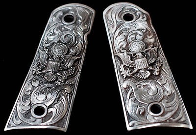 COLT 1911 CUSTOM GRIPS   SOLID PEWTER w/ AMERICAN EAGLE ARMY Kimber S 