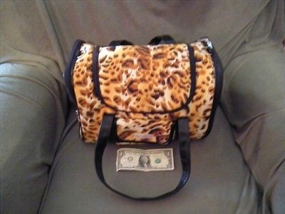 Leopard Print Small Cat Dog Animal Carrier w/backpack straps too