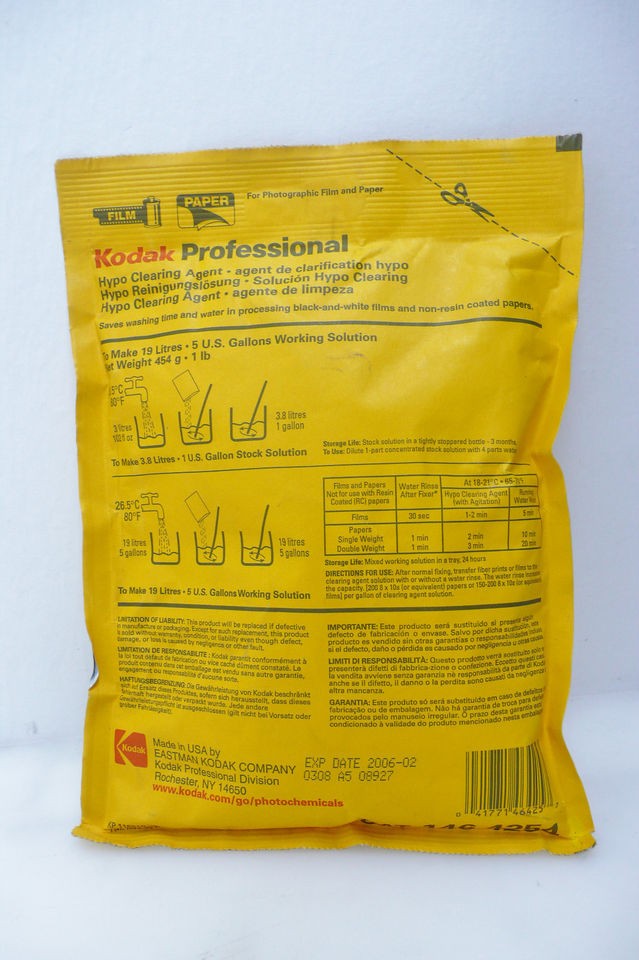 Kodak Professional Hypo Clearing Agent 1 lb to make 5 gallons working 
