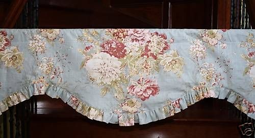 Waverly Ballad Bouquet Blue Drapery Valance Ruffle NEW