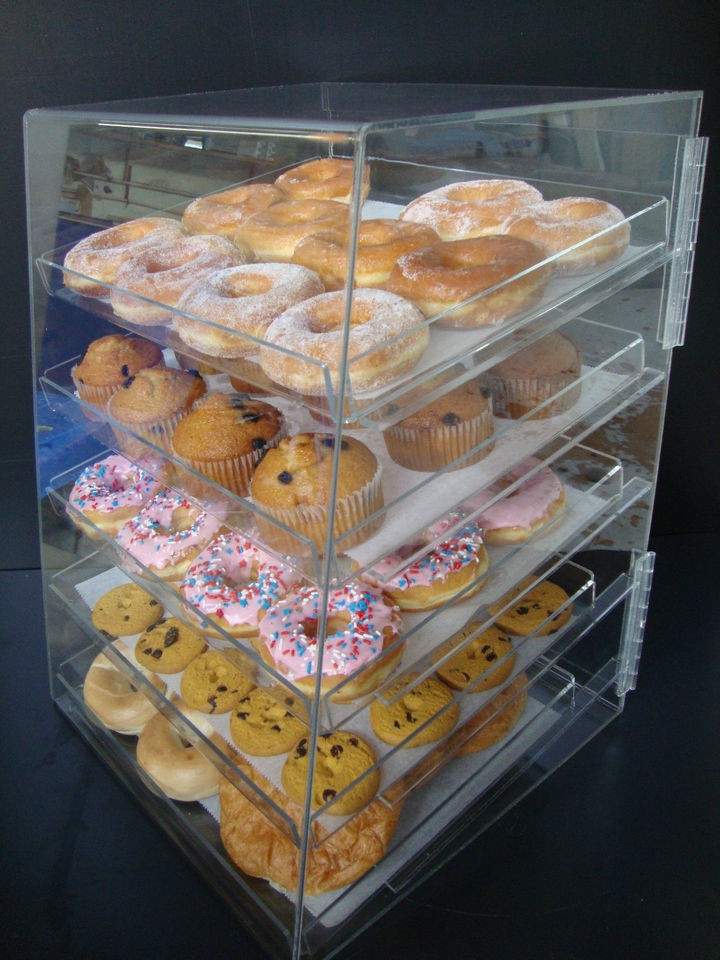 Acrylic Pastry Bakery Donut Bagels Cookie Display Case with trays
