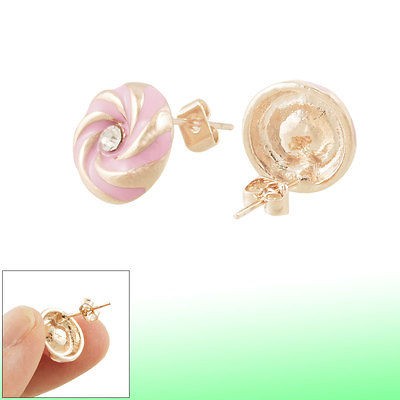 Pcs Swirl Lollipop Ear Nail Pin Stud Earrings Gold Tone Pink