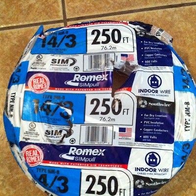 14 3 Romex Electrical Wire 14 3 Cable Copper 250ft Roll