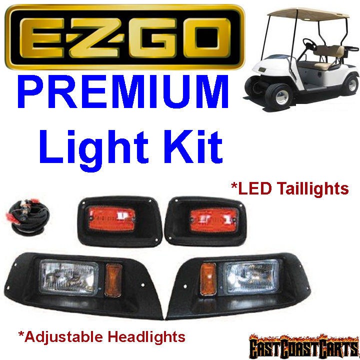 EZGO TXT Golf Cart Adjustable LIGHT KIT w/LED Tail Lights, Halogen 