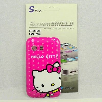 For Samsung Galaxy Y S5360 Hello Kitty Case #D + Spro Screen Protector
