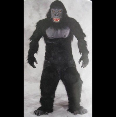 Gorilla Ape Monkey Adult Halloween Costume Mask Gloves Chest Legs 