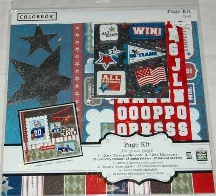 COLORBOK PAGE KIT 12 X 12 SPORTS PAPER STICKERS & DIE CUT ACCENTS MAKE 