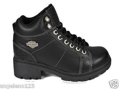 HARLEY DAVIDSON Tyler Black Leather Shoes Mid Top Women Size BOOTS 