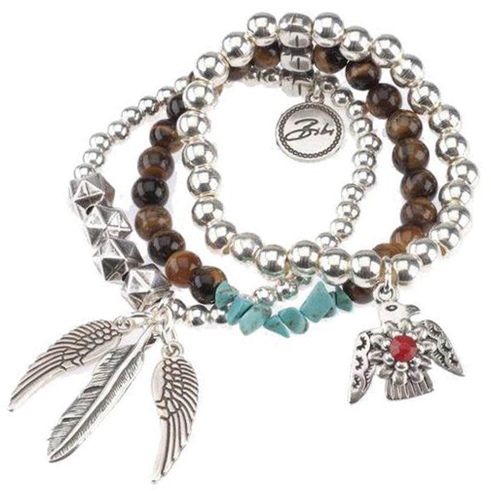 Bibi Bijoux Three Beaded Tribal Style Charm Bracelets 2947.225