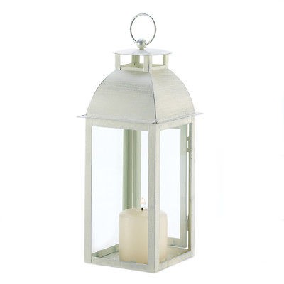 DISTRESSED IVORY CANDLE LANTERN WEDDING CENTERPIECES