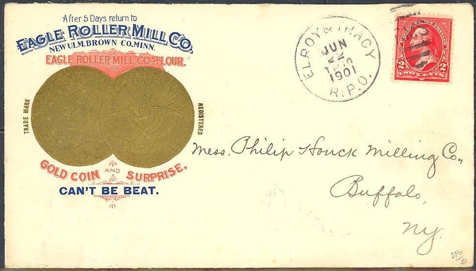 EAGLE ROLLER MILL GOLD COIN AD COVER   SCARCE & VF