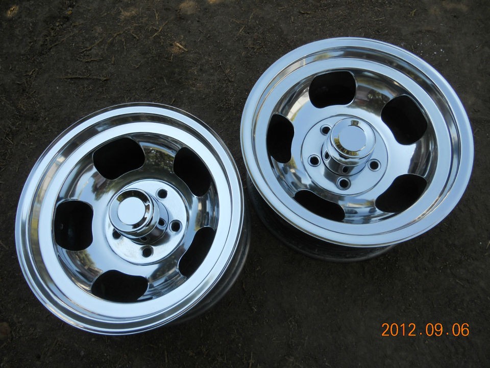 JUST POLISHED 15x8.5 SLOT MAG WHEELS CHEVY TRUCK VAN MAGS GASSER INDY 