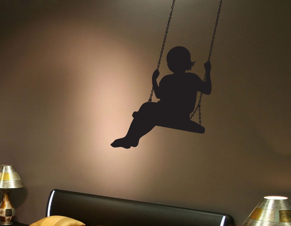 BANKSY GIRL ON SWING WALL ART STICKER DECAL DESIGN FOR HOME BEDROOM 