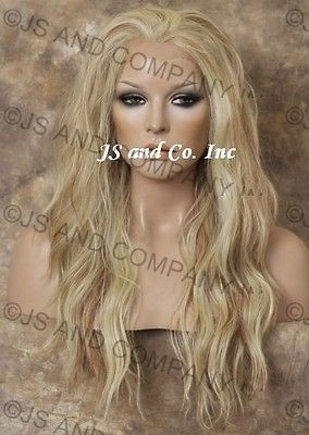 Loose Wavy Flat Iron oK Heat Resistant Lace Front WIG Blonde mix 