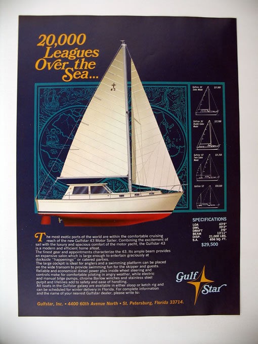 Gulfstar 43 Motor Sailer yacht boat 1970 print Ad