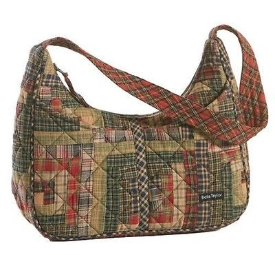   RED GREEN QUILTED FABRIC PATCHWORK BLAKELY HANDBAG PURSE~BELLA TAYLOR