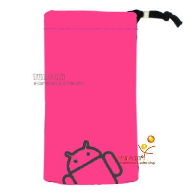 Pink Android Velvet Pouch Bag Case For Sony Xperia Arc S neo ZTE V880E 