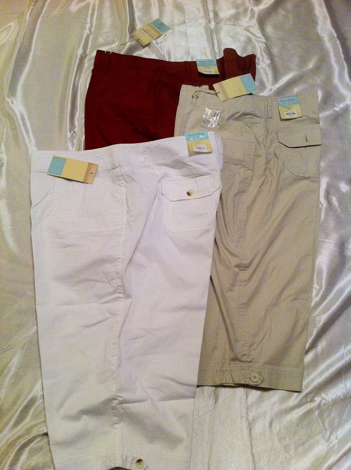 Womens Sonoma Modern Fit Rust, White, Tan Capris Pants Sizes 16W, 20W 