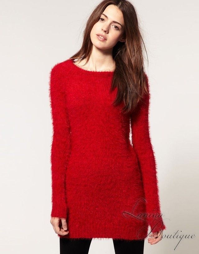  Soft Wool Alpaca Jumper Dress Red Sz 10 12 14 16 BNWT Winter Warm 