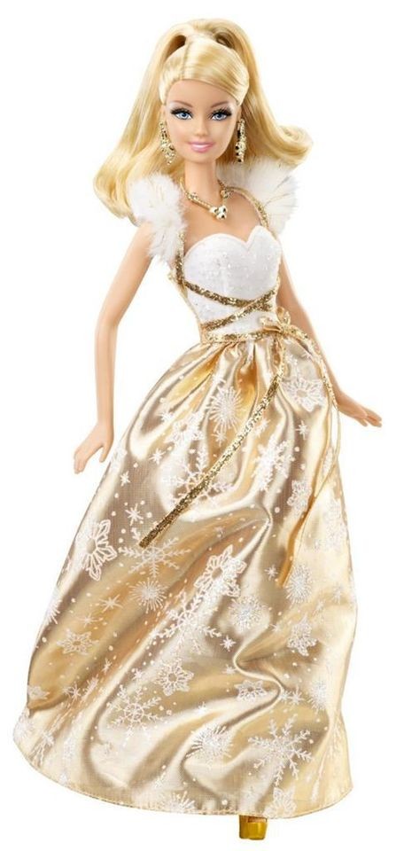 Barbie 2012 HAPPY HOLIDAYS Christmas Blond Doll in Gold Dress