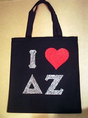 Heart Delta Zeta Large Black Tote