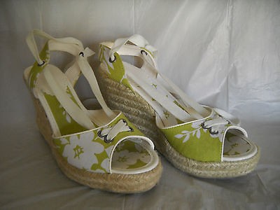 MONTEGO BAY CLUB Payless Womens Lime Green Floral Espadrille Wedge 6.5 