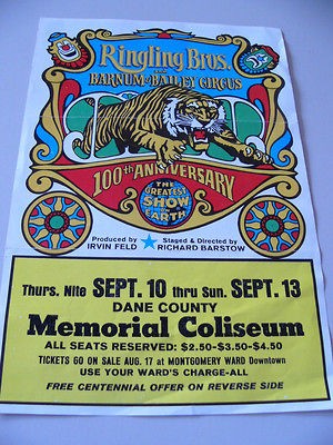   Anniversary RINGLING BROS BARNUM & BAILEY CIRCUS poster Dane Coutny WI