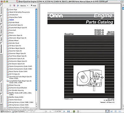 Onan 12.5 14 HP ENGINE Elite Repair SERVICE Manual Parts Catalog  4 