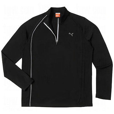 NEW 2012 Puma Mens Golf 1/4 Long Sleeve Polo Shirt Top Black Large 