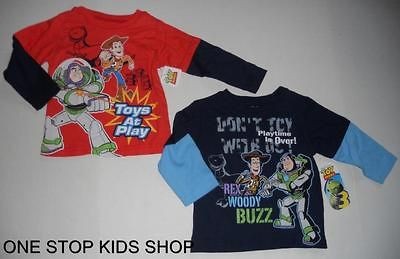 TOY STORY Toddler Boys 2T 3T 4T Long Sleeve SHIRT Tee Top BUZZ WOODY 
