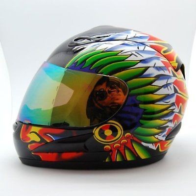 NEW Motorcycle Street Bike Adult Full Face Helmet Indian Glossy Black 