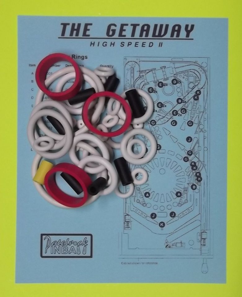 1992 williams the getaway hs ii pinball rubber ring kit