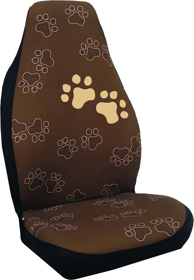 DOG DOGGIE PUPPY PAW PRINTS 3 PC SET SEAT COVERS & STEERING WHEEL 