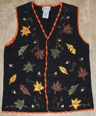 Autumn Leaves SWEATER VEST   Ugly Christmas Party  Small  Gaudy Tacky 