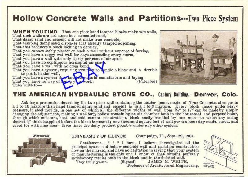 1906 american concrete block wall machine ad denver co time