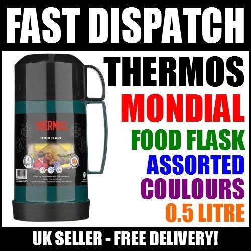 Thermos Mondial Vacuum Food Jar Flask & Spoon Assorted Colours 0.5 