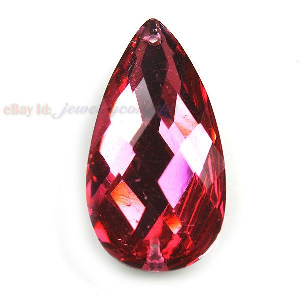 50pcs 24202 Red Faceted Flatback Sew on Resin Teardrop Charms Beads 