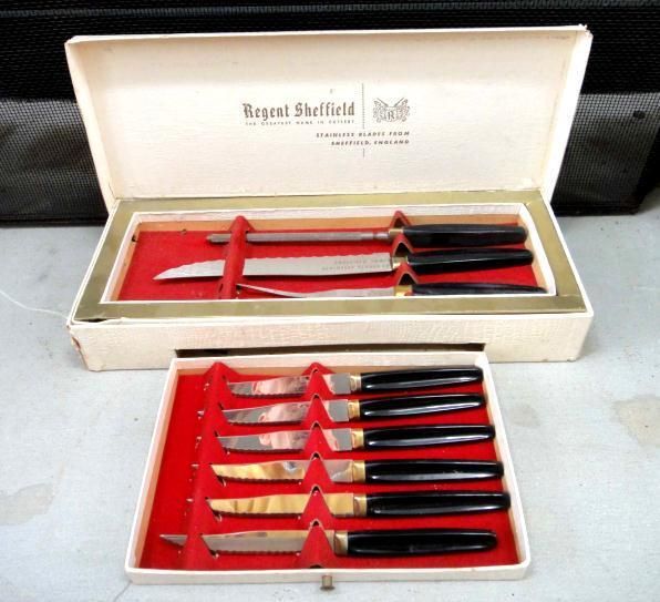 vintage Regent Sheffield Cutlery Set w Steak Knives