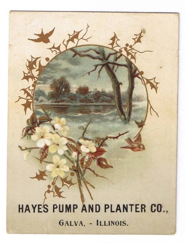 Hayes Pump and Planter Co Galva Ill Trade Card 1880S
