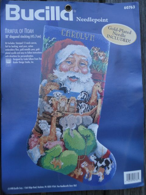 Bucilla Christmas Santa Armful Of Noah Needlepoint Stocking Kit 