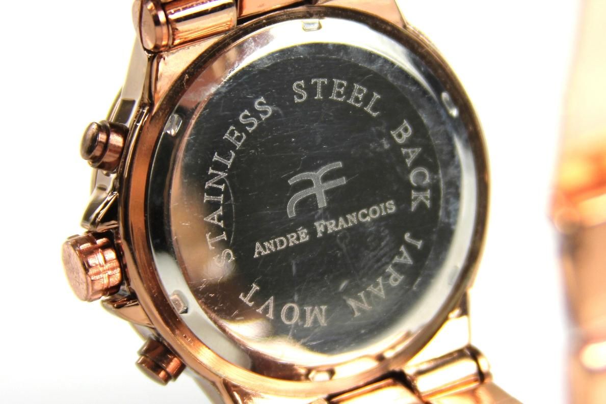 Andre Francios Mens Crystal Bezel Stainless Steel Watch